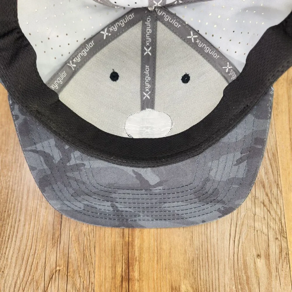 Xyngular Camo Snapback Hat Cap Black Gray Perforated Performance Outdoor Sports